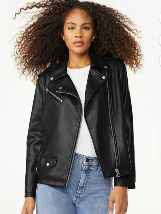 Scoop Jackets & Blazers - Scoop NYC Women’s Black Faux Leather Motorcycle Jacket Size Small (4-6) NWT